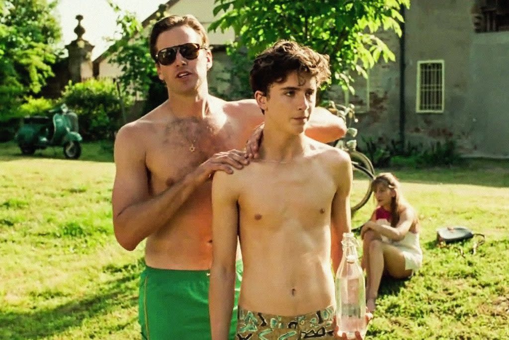 Armie Hammer with Timothee Chalamet (Credit: Sony)