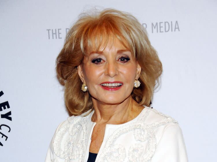 FILE - This April 9, 2008 file photo shows TV Barbara Walters arriving to participate in a panel discussion featuring the hosts of ABC's "The View" at The Paley Center for Media in New York. On Friday, May 16, 2014, capping a spectacular half-century run she began as the so-called "Today" Girl, Walters will exit ABC's "The View." Behind the scenes she will remain as an executive producer of the New York-based talk show she created 17 years ago, and make ABC News appearances as events warrant and stories catch her interest. (AP Photo/Evan Agostini, File)
