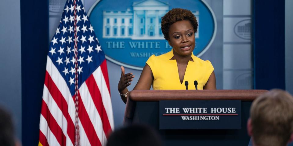 White House deputy press secretary Karine Jean-Pierre speaks during a press briefing at the White House, Wednesday, May 26, 2021, in Washington. (AP Photo/Evan Vucci)