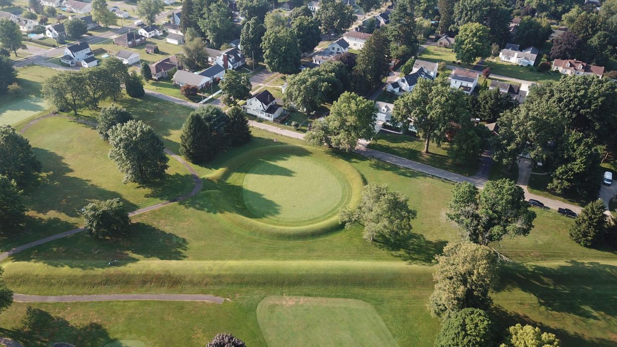 A 155-foot circular enclosure located at the southeastern opening into the Octagon is also where the country club put the third hole. The Octagon Earthworks in Newark recently became a UNESCO World Heritage Site. Moundbuilder's Country Club, an 18-hole golf course, has been leasing the property from the Ohio History Connection. Photographed July 30, 2019.