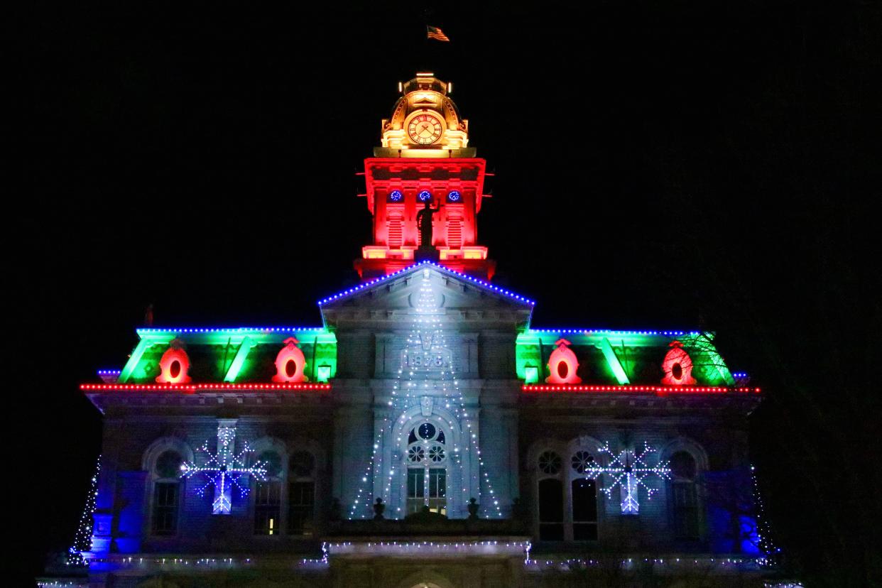Hundreds of people gathered downtown on Friday, Nov. 25, 2022, to celebrate the start of the holiday season with the lighting of the Licking County Courthouse.