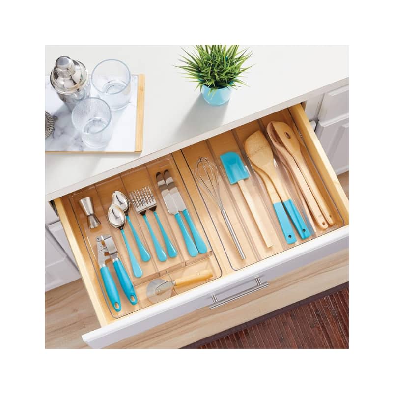 mDesign Plastic Kitchen Cabinet Drawer Storage Organizer Tray