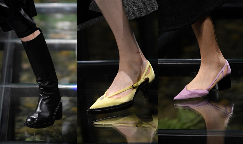 Shoes on the runway at Prada RTW Fall 2024 as part of Milan Ready to Wear Fashion Week held on February 22, 2024 in Milan, Italy.