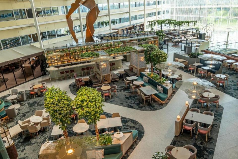 The huge glass-sided main atrium at Hilton Heathrow (Hilton London Heathrow Airport)