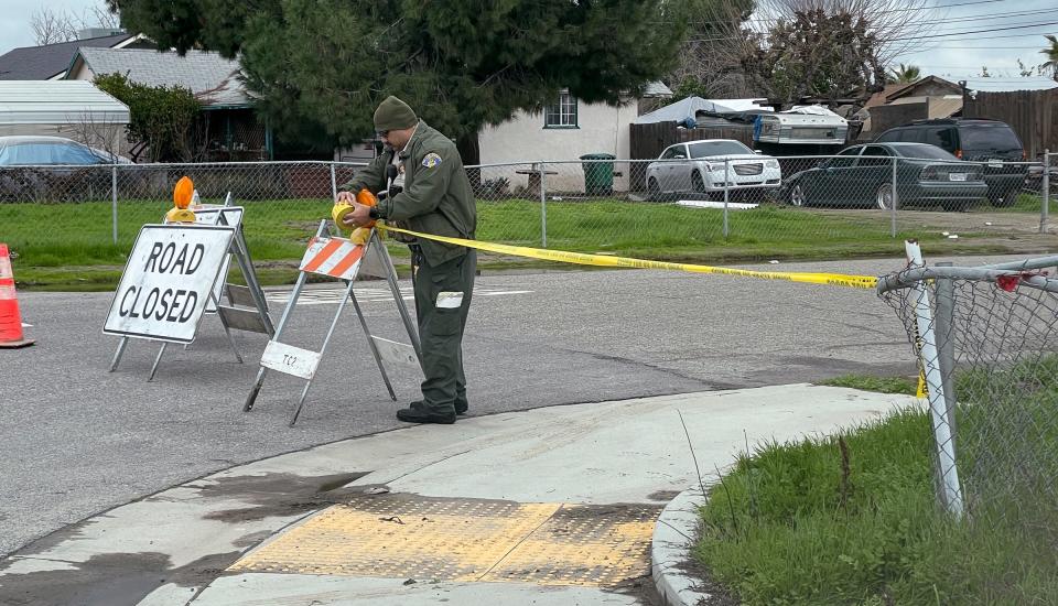 Tulare County Sheriff Department continues to investigate Tuesday, January 17, 2023 in the 6800 block of Harvest Avenue in Goshen. A shooting early Monday morning left six people dead.