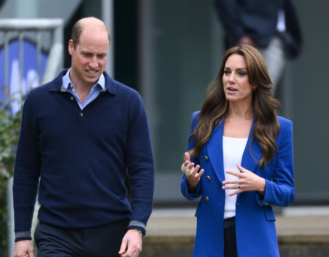 MARLOW, ENGLAND – OCTOBER 12: Prince William, Prince of Wales and Catherine, Princess of Wales during their visit to SportsAid at Bisham Abbey National Sports Centre to mark World Mental Health Day on October 12, 2023 in Marlow, England. Prince and Princess of Wales are carrying out engagements across the UK to mark World Mental Health Day and to highlight the importance of mental wellbeing, particularly in young people. (Photo by Karwai Tang/WireImage)