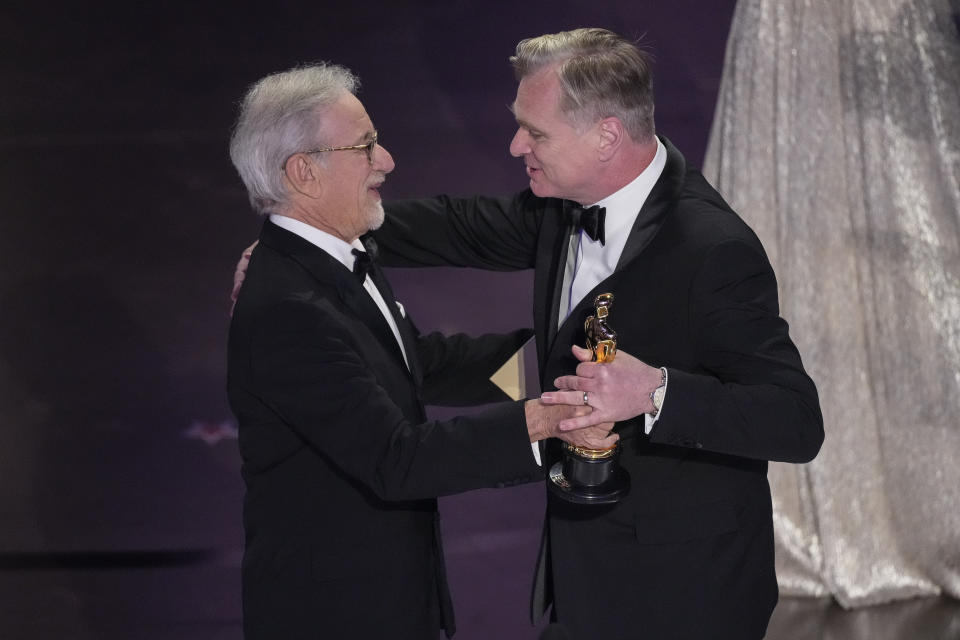 Steven Spielberg and Christopher Nolan  (AP Photo/Chris Pizzello)