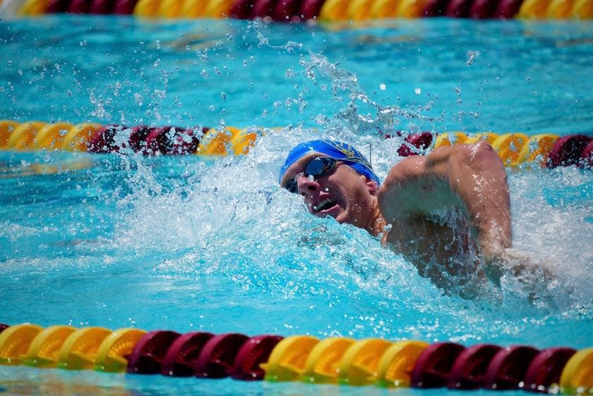 Nordhoff High's Quin Seider competes at the CIF-State Swimming & Diving Championships at Clovis Olympic Swim Complex on Saturday, May 11, 2024. Seider won the state titles in the 100 freestyle and 200 freestyle.
