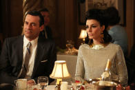 Don Draper (Jon Hamm) and Megan Draper (Jessica Pare) in the "Mad Men" episode, "For Immediate Release."