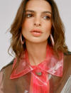 <p>Emily Ratajkowski wears the baby-pink jelly hoop earrings by Alison Lou for the designer’s first campaign for Loucite by Alison Lou. (Photo: Jacqueline Harriet / courtesy of Alison Lou) </p>