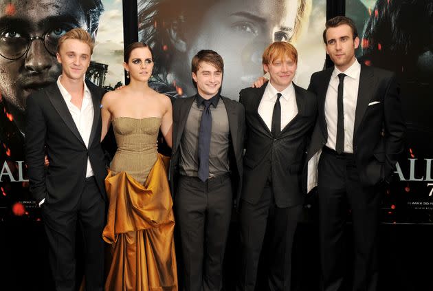 (L-R) Tom Felton, Emma Watson, Daniel Radcliffe, Rupert Grint and Matthew Lewis attend the New York premiere of Harry Potter And The Deathly Hallows: Part 2 at Avery Fisher Hall, Lincoln Center on July 11, 2011 in New York City. (Photo by Stephen Lovekin/Getty Images) (Photo: Stephen Lovekin via Getty Images)