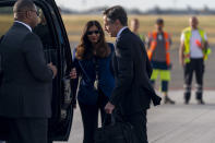 U.S. Secretary of State Antony Blinken arrives at the Berlin Brandenburg Airport in Schonefeld, Germany, Wednesday, June 23, 2021, to travel to Berlin. Blinken begins a week long trip to Europe traveling to Germany, France and Italy. (AP Photo/Andrew Harnik, Pool)