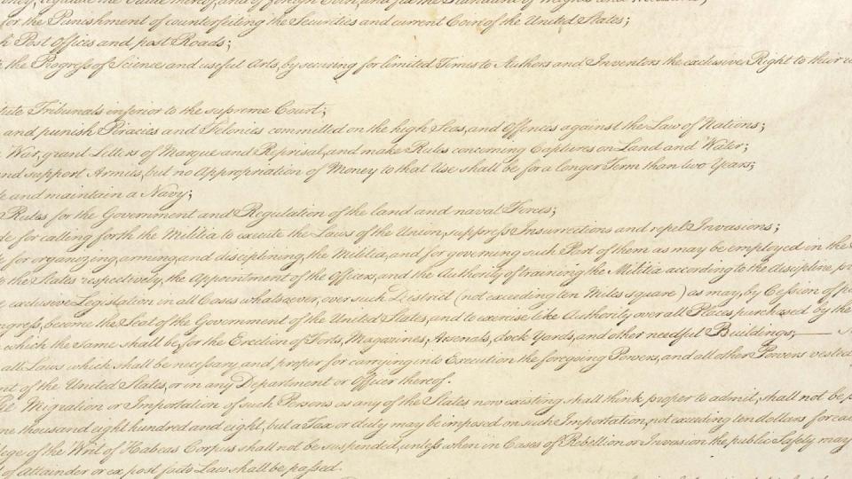 The Militia Clauses of the Constitution split powers between the federal and state governments. (National Archives)