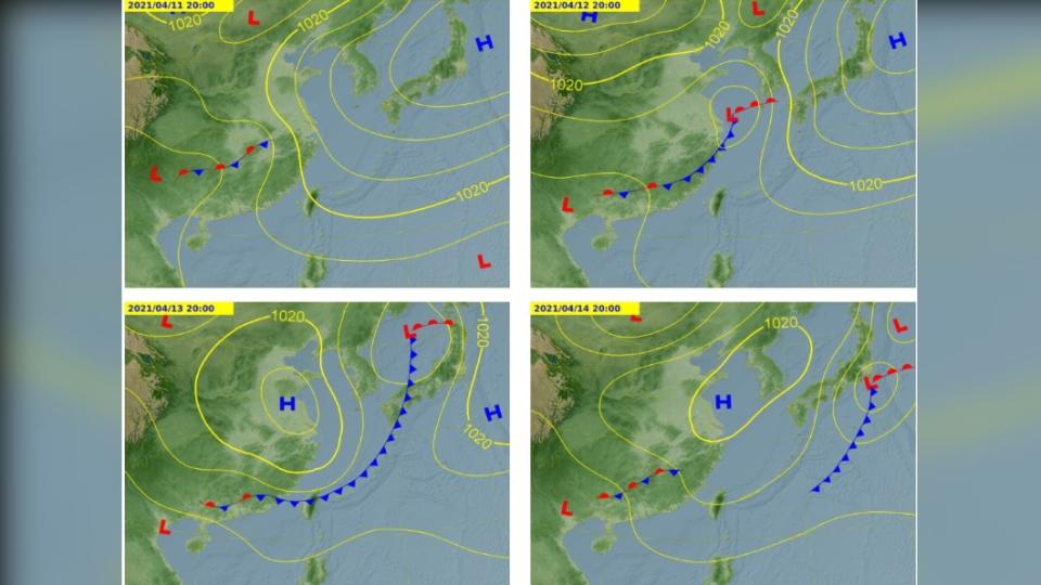 今日過後天氣回穩，不過自下週二晚間（4/12）開始再有一波東北季風影響台灣。（圖／中央氣象局） 「四月颱」成形時間曝光　下週再迎東北季風轉濕涼