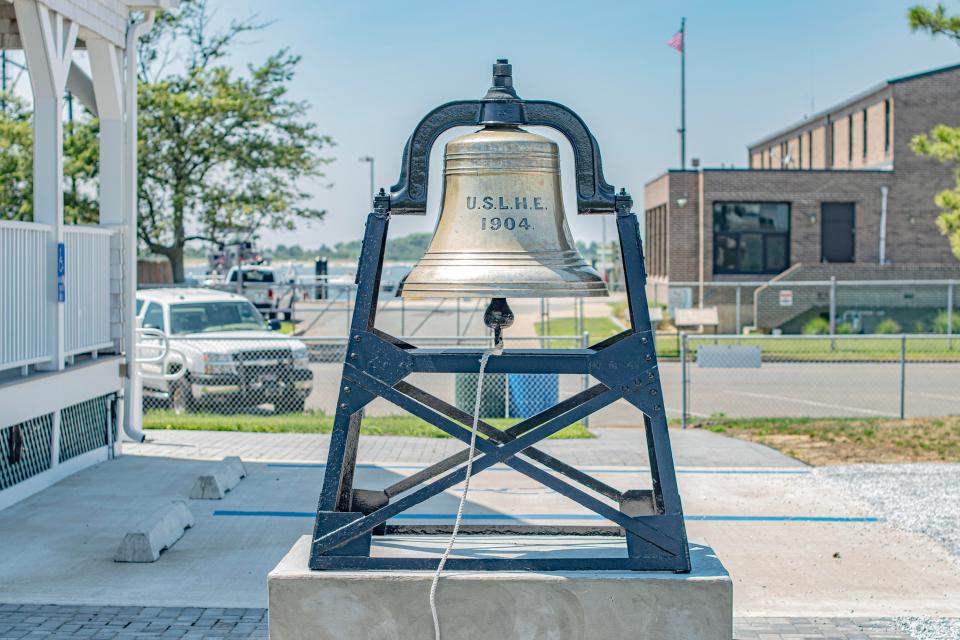 The U.S. lightship Barnegat's bell a few weeks after its spring 2020 salvage, restoration, and placement at its new home at a park across from the Coast Guard station at West Sixth Street and Bay Avenue in Barnegat Light.