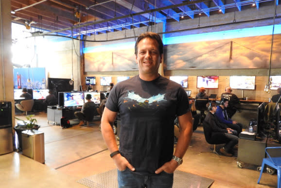 Phil Spencer, the head of Xbox, at Microsoft's Halo 5: Guardians preview event.