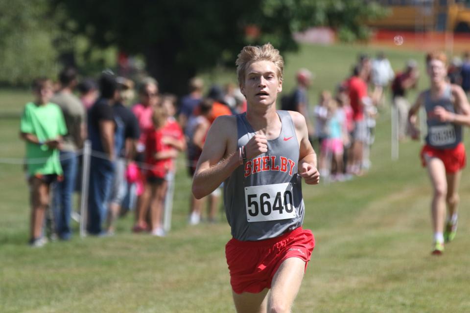 Shelby's Marshall Moore led the Whippets to a sixth straight MOAC championship on Saturday.