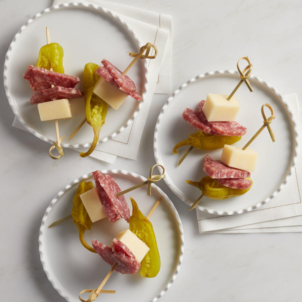 Salami, Cheddar & Pepperoncini Charcuterie Sticks