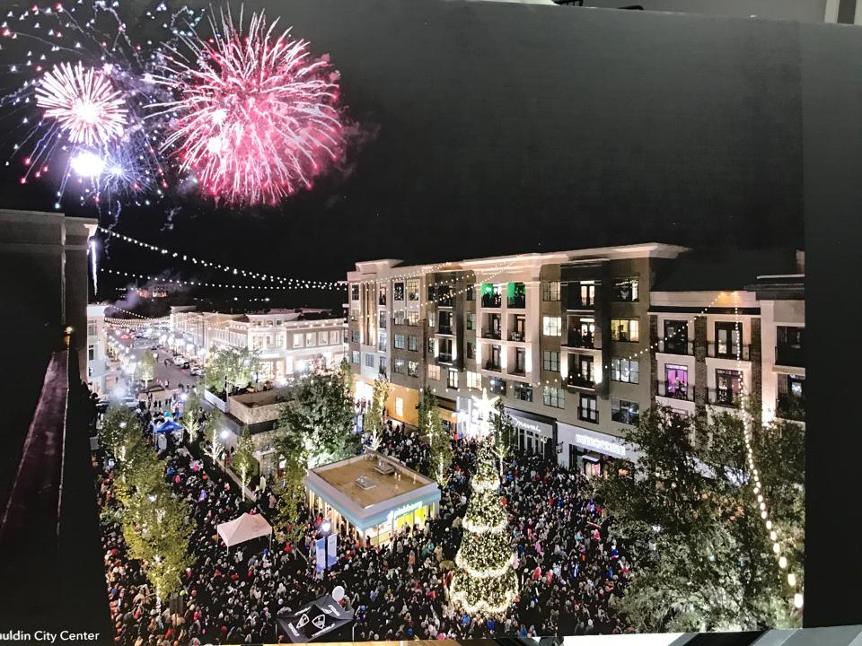An image from Avalon, a mixed use development in Alpharetta, Georgia, that Mauldin has presented as a conceptual idea for the city's planned city center project.