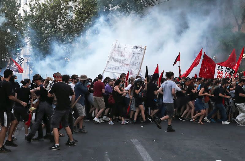 Demonstration against government plans to regulate street protests in Athens