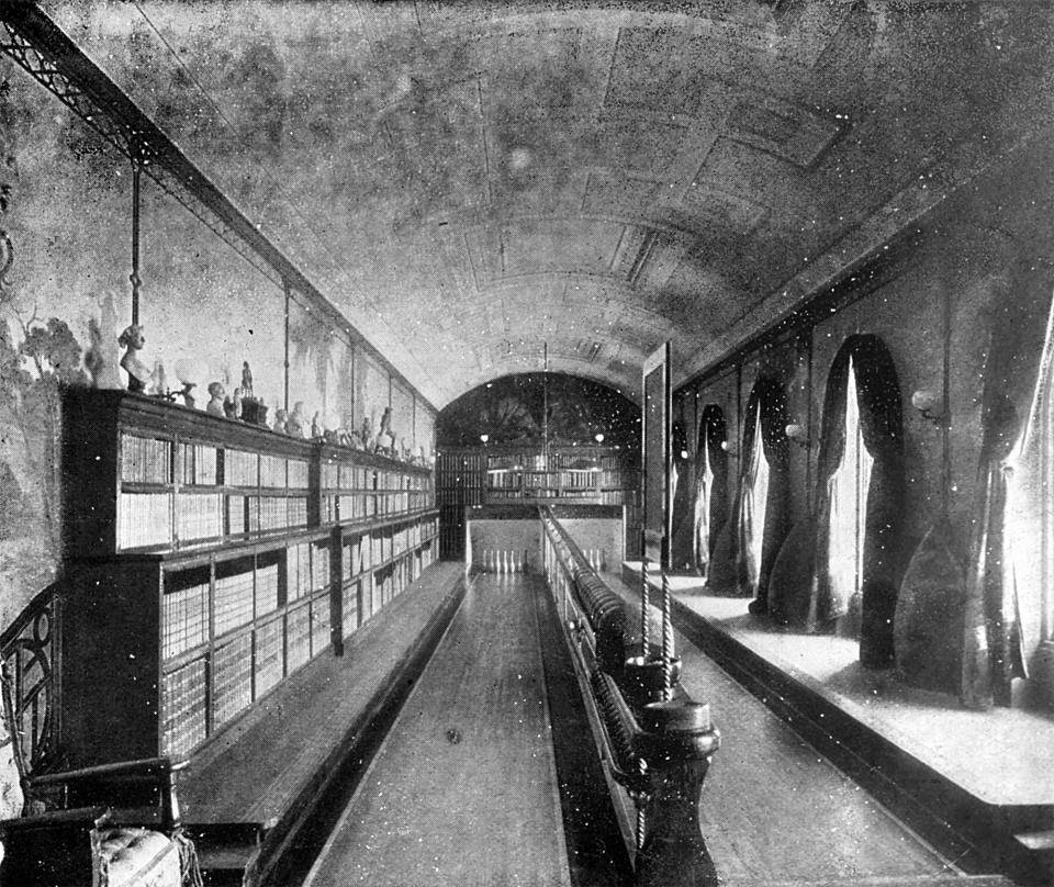 A bowling alley in Sandringham House, circa 1910.
