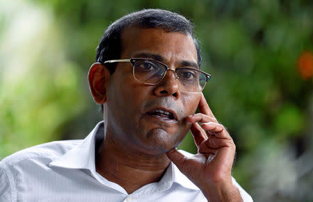 Maldives' former president Mohamed Nasheed speaks during an interview with Reuters in Colombo, Sri Lanka June 4, 2018. REUTERS/Dinuka Liyanawatte