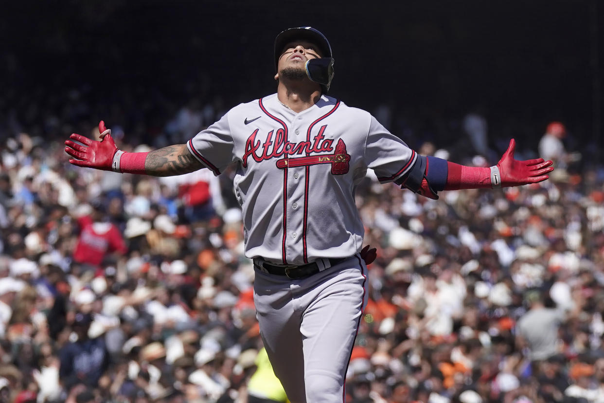 Orlando Arcia hit the Braves' 250th home run this season. (AP Photo/Jeff Chiu)