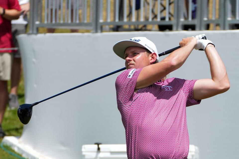 Cam Smith tees off during the final round of the FedEx St. Jude Championship Sunday in Memphis.