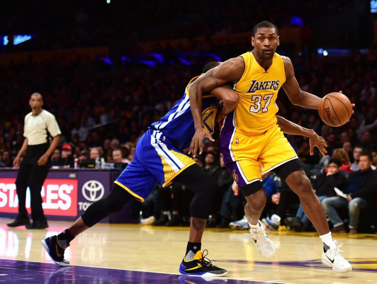 Metta World Peace has been a positive influence on the young Lakers. (Getty Images)