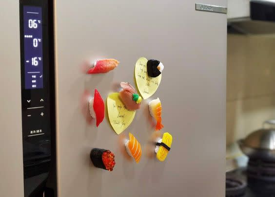 Or a set of colorful sushi magnets that guests may think are a little fishy