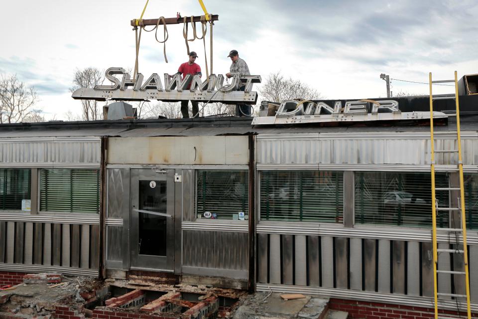 In this file photo, the iconic Shawmut Diner is seen being disassembled by Geddes Building Movers crews in preparation to be moved to the Dartmouth House of Correction, where it remains now, but not for long.