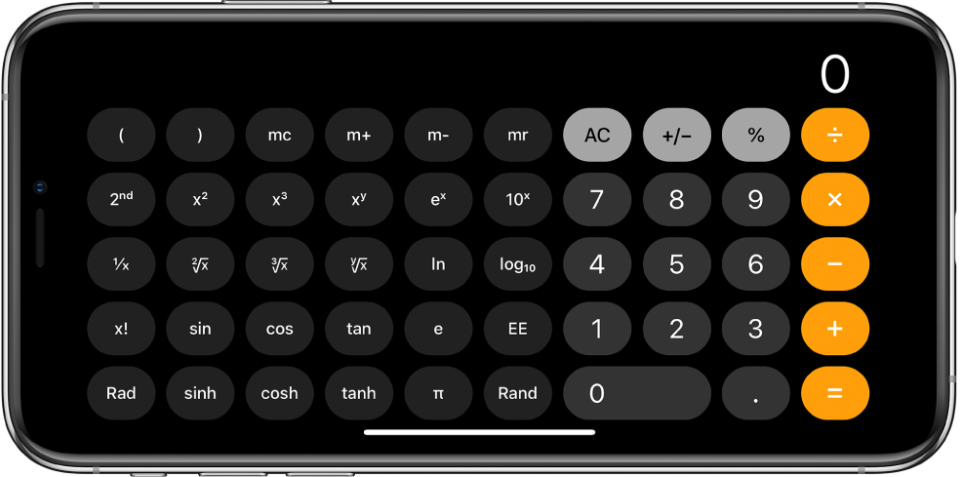 If you make a mistake in the iPhone’s Calculator app, you don’t need to clear the screen and start all over again. Just swipe your finger to the left or right of the numbers to clear the last digit. And turn the iPhone sideways to enable the scientific calculator.