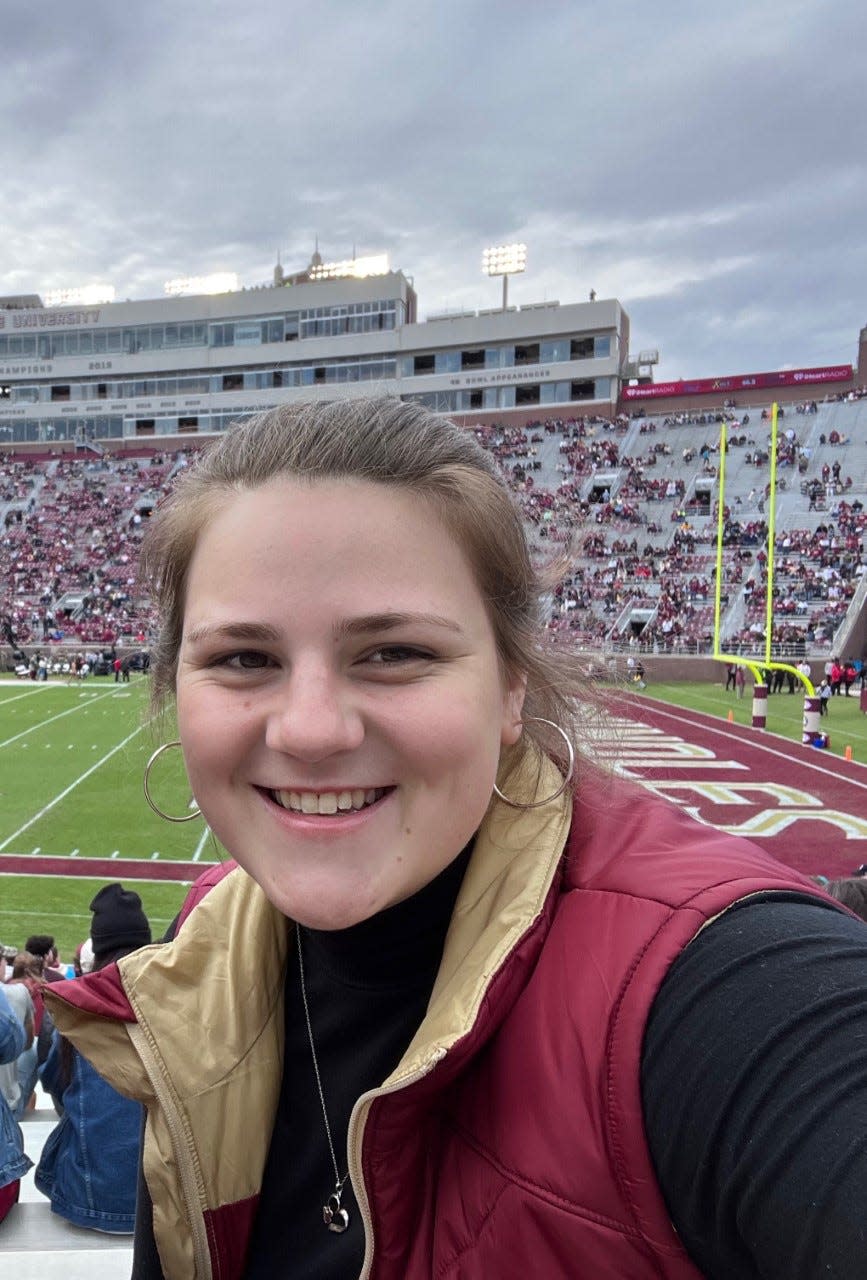 Parker Folino, a junior at Florida State University whose $4,000 scholarship from the TeamWork Education Foundation was not renewed for her senior year. Now she's scrambling to cover her room and board.