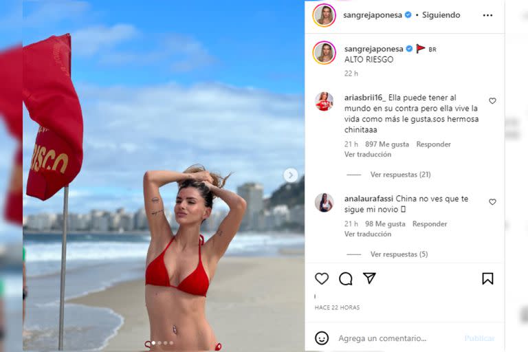 La China Suárez viajó a Brasil por asuntos laborales (Foto Instagram @sangrejaponesa)