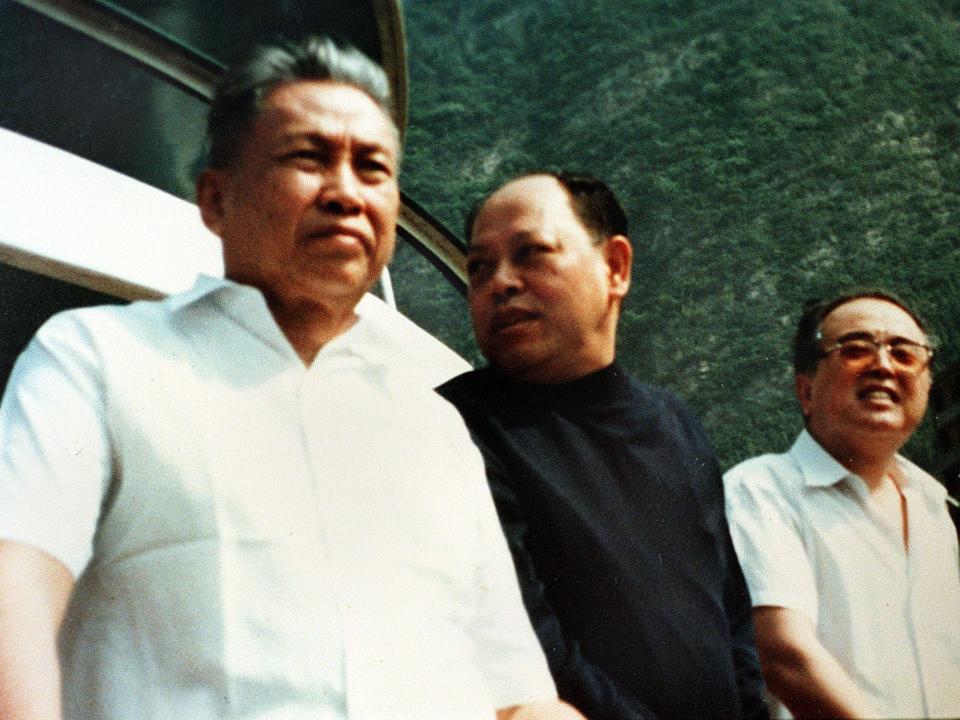 Pol Pot with former Khmer Rouge foreign minister Ieng Sary.