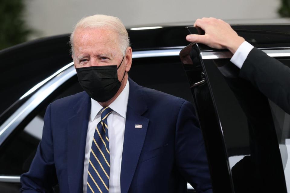 US president Joe Biden arrives for the Cop26 summit (Adrian Dennis/PA) (PA Wire)