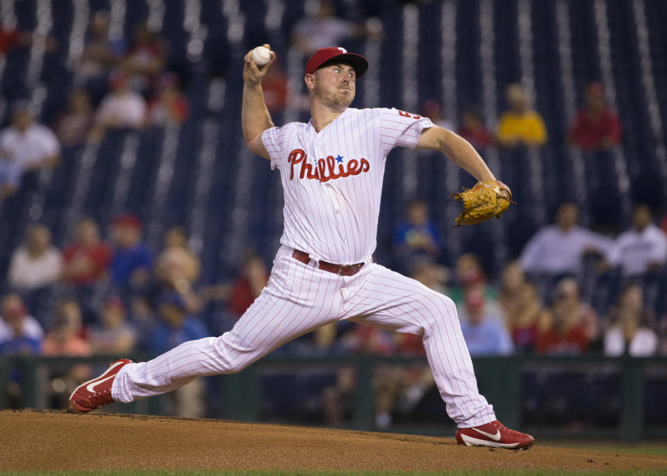 費城費城人時期的Mark Leiter Jr.。(Photo by Mitchell Leff/Getty Images)