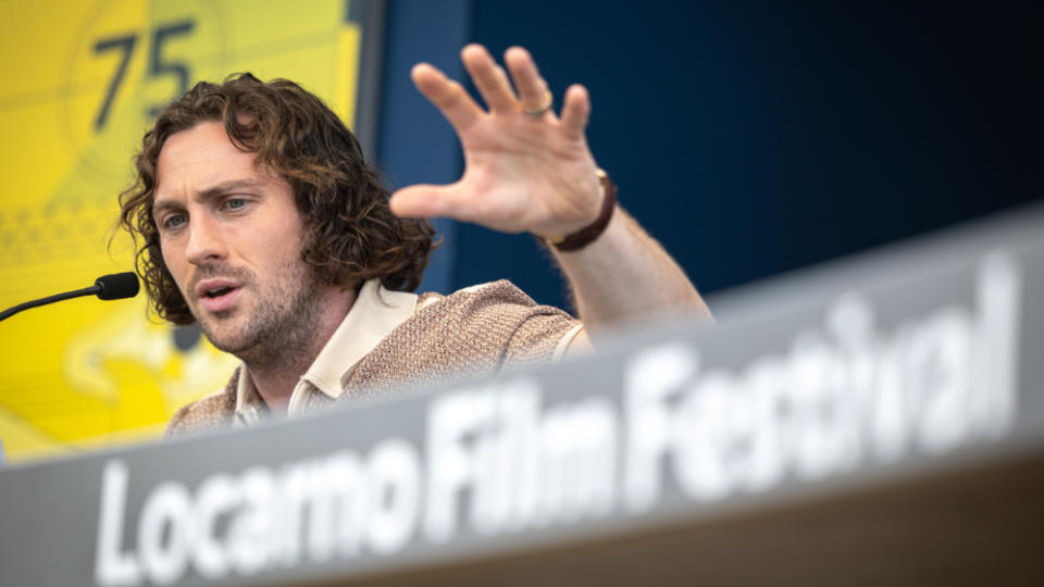 A moment during conversation with Aaron Taylor-Johnson. - Credit: Credit: Locarno Film Festival/Ti-Press