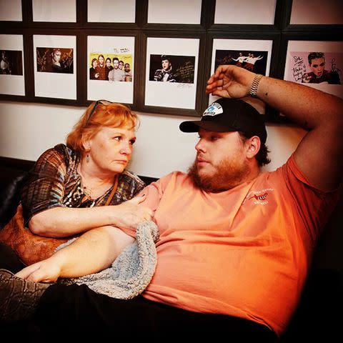 <p>Luke Combs Instagram</p> Luke Combs and his mom Rhonda Combs.