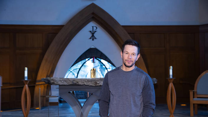 Mark Wahlberg visits All Saints Chapel at Carroll College in Helena, Montana. <span class="copyright">Mat Hayward/Getty Images for Sony Pictures</span>