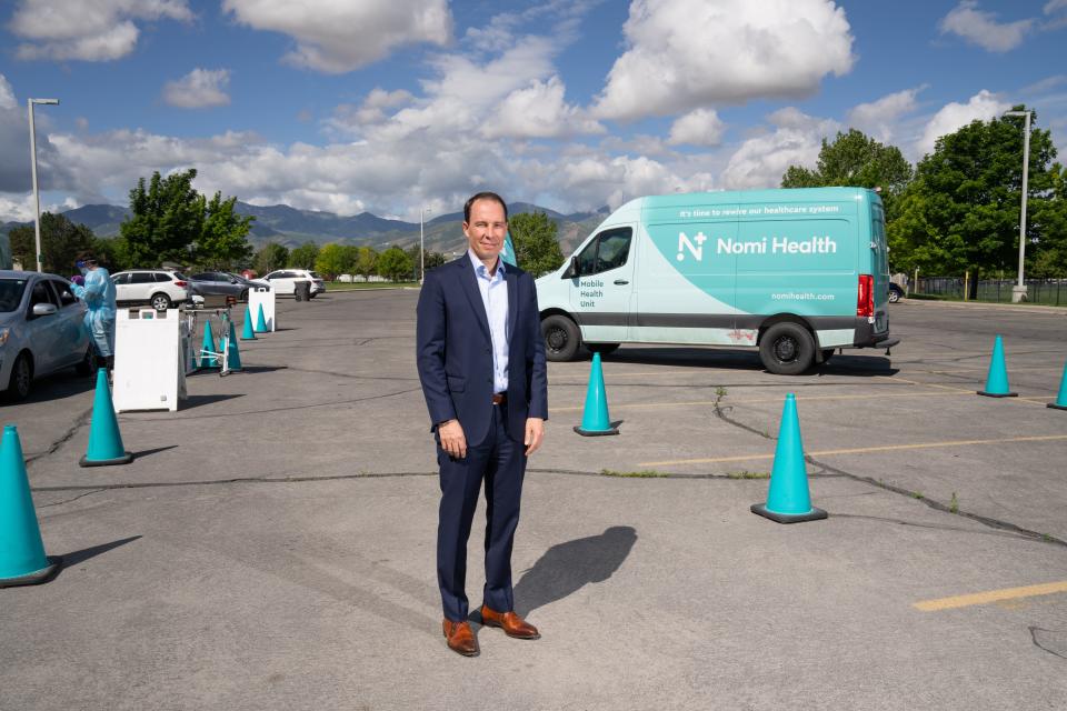 Joshua Walker, co-founder & COO of Nomi Health, in West Valley City, Utah, on June 6, 2022. The company he founded with Mark Newman would administer COVID-19 testing in several states, including his home state of Utah.