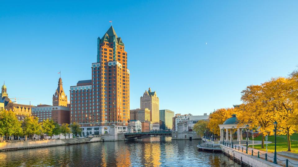 Milwaukee Wisconsin skyline at surise