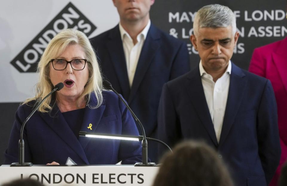 Tory mayoral candidate Susan Hall was defeated by incumbent Labour mayor Sadiq Khan in last week’s City Hall election (PA)