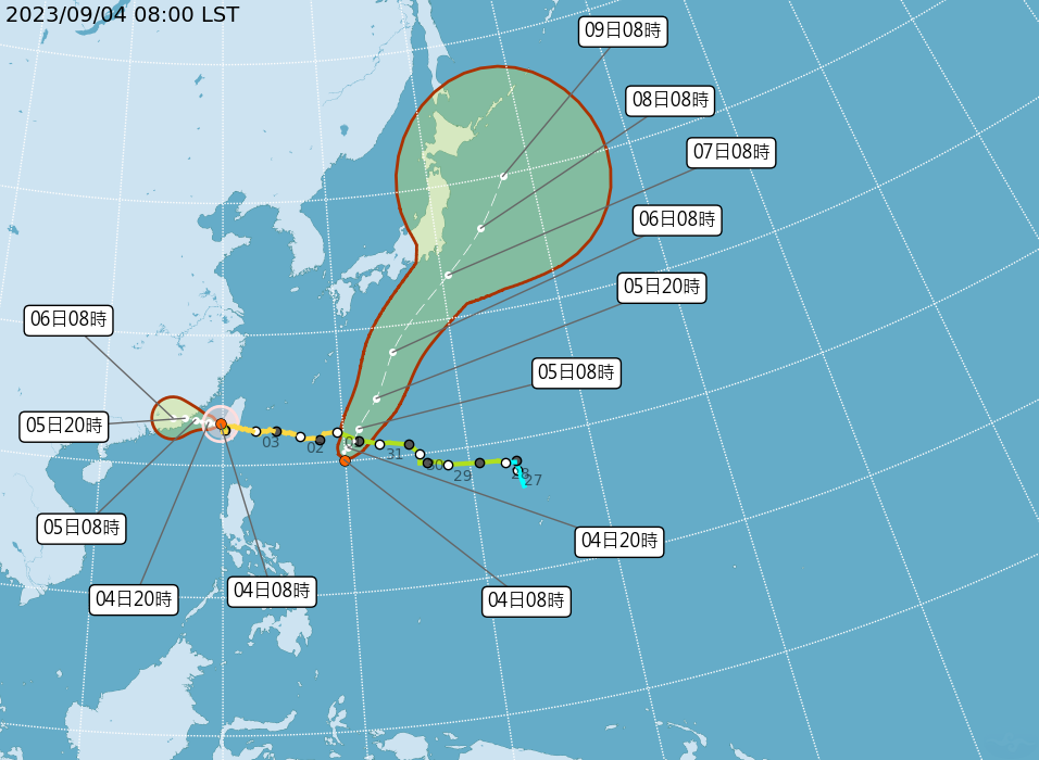 熱帶性低氣壓TD14有可能形成颱風「鴛鴦」。（圖／翻攝自中央氣象局）