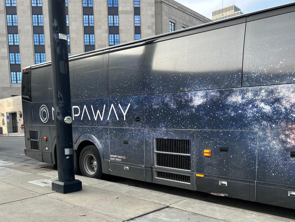 napaway bus with space theme