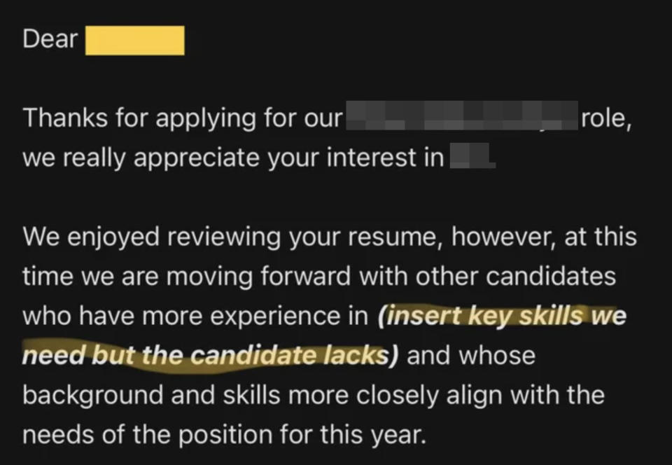 "insert skills we need but the candidate lacks"