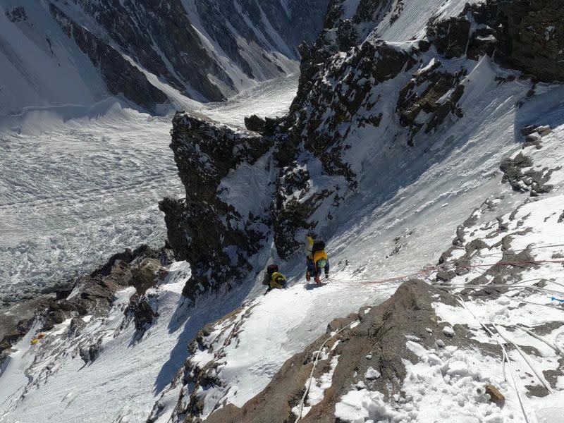 Polish climber Magdalena Gorzkowska attempts to climb the K2 mountain in winter, in Pakistan