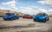 <p>In 2018, the phrase "high-performance compact luxury crossover" became viable thanks to the confluence of the Alfa Romeo Stelvio Quadrifoglio, the Mercedes-AMG GLC63 S Coupe, and the Porsche Macan Turbo in the marketplace. <a rel="nofollow noopener" href="https://www.caranddriver.com/reviews/alfa-romeo-stelvio-quadrifoglio-vs-mercedes-amg-glc63-s-coupe-4matic-porsche-macan-turbo-with-performance-package-comparison-test" target="_blank" data-ylk="slk:We compared the trio;elm:context_link;itc:0;sec:content-canvas" class="link ">We compared the trio</a> to see which is best and will say only this: The least-powerful of this trio has 440 horsepower. </p>