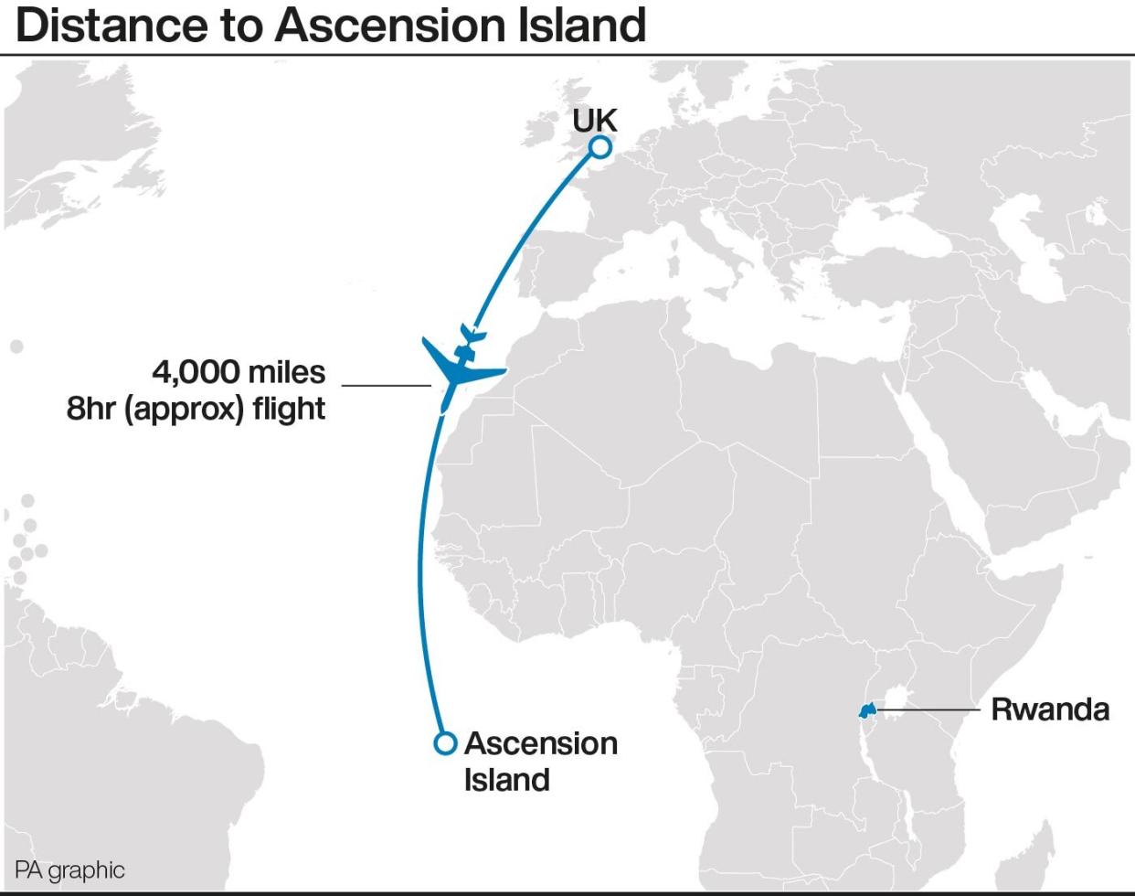 The UK has not ruled out plans to send asylum seekers to Ascension Island. (PA)