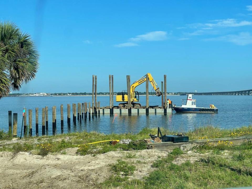 Work has started on Blind Tiger Beach marina and restaurant, and the first commercial project at Henderson Point since Hurricane Katrina.